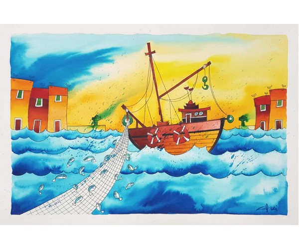 gonzi - brodovi, akvarel 21